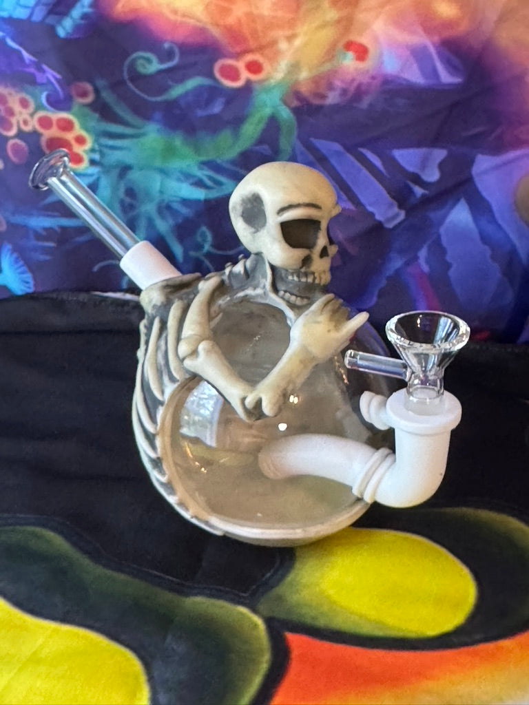 Bong- Hybrid 6-Inch Skeleton Resin Coated Water Pipe – 14mm Gothic Design