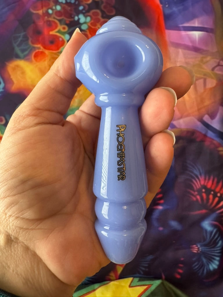 Phoenix Star Blue Glass Hand Pipe - Durable Spoon Pipe