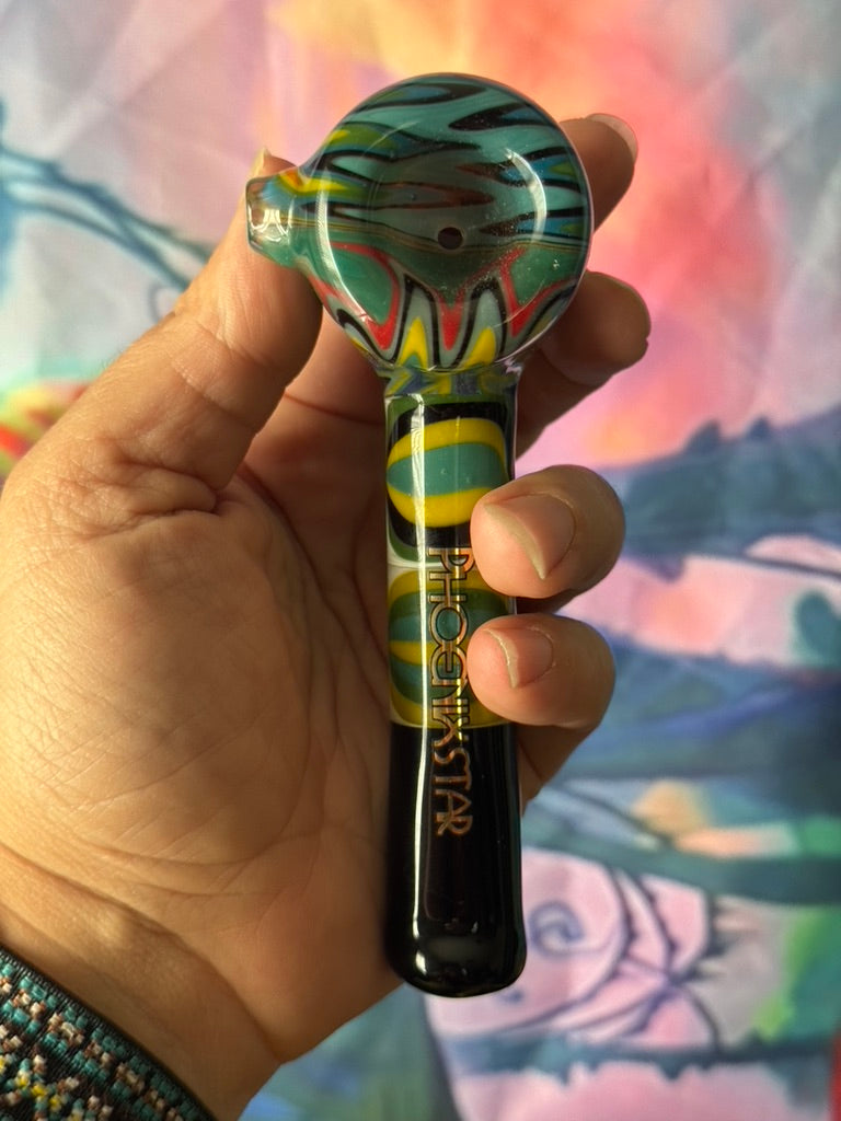 Glass Hammer Pipe- Phoenix Star– Psychedelic Rainbow Swirl Design