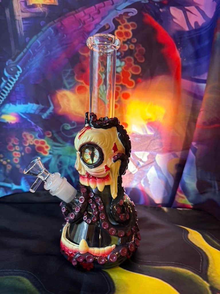 Bong- Monster Tentacle Horror Monster Glass Water Pipe – Gothic Skull Design