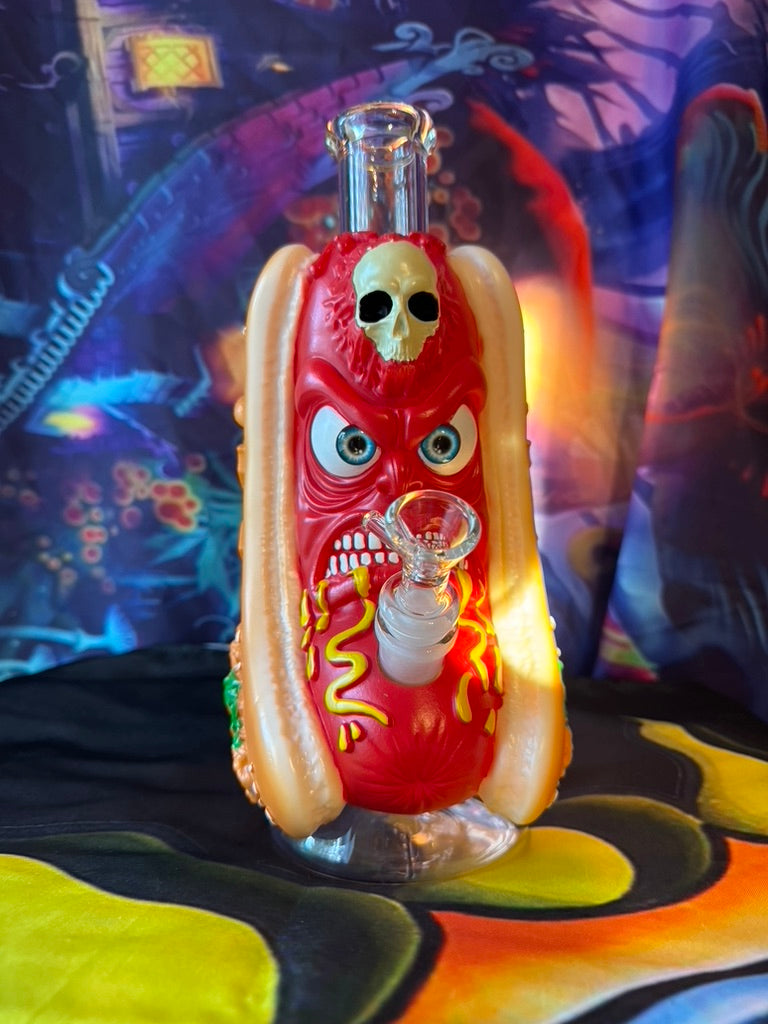 Bong - 10-Inch Demonic Hot Dog Water Pipe – 14mm Hybrid Resin Coated