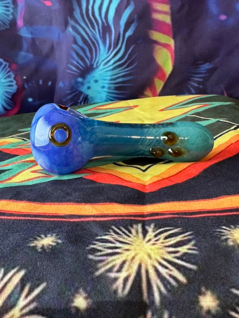 Pipe Glass- Phoenix Star Blue Gradient Hand Pipe - Flower Design