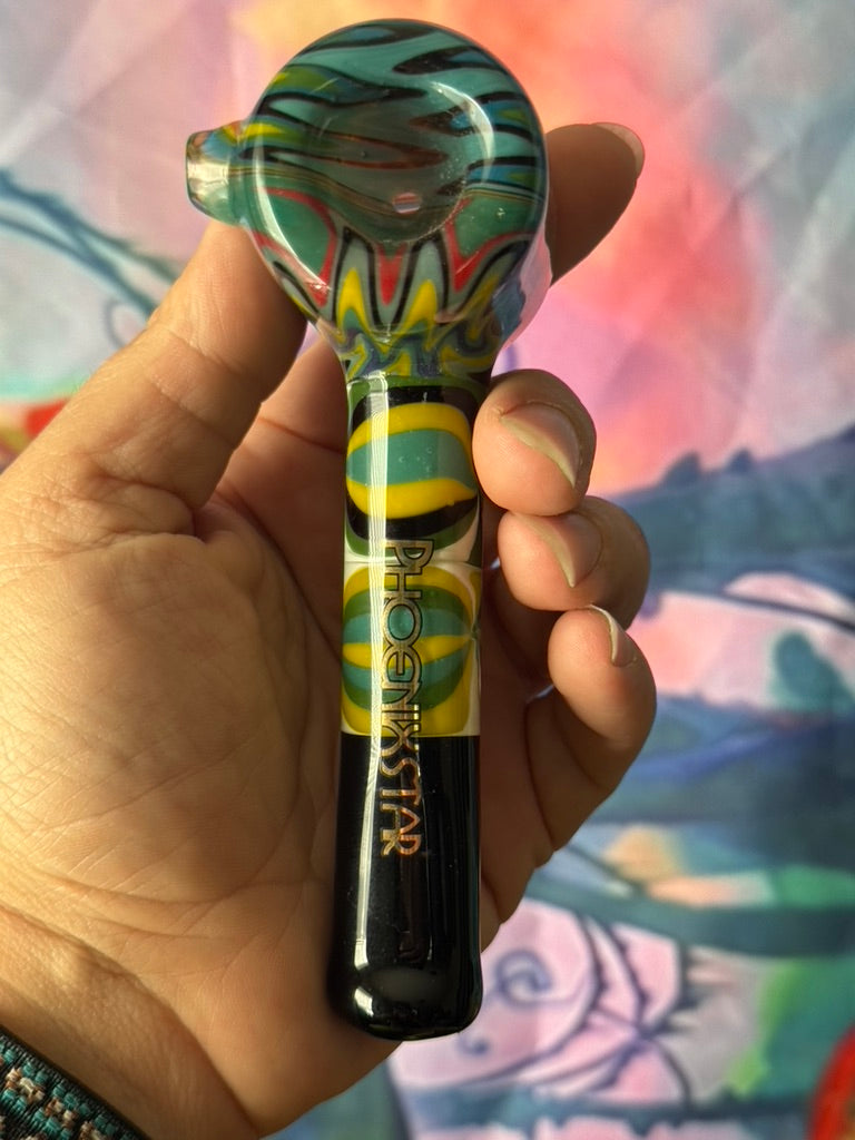 Glass Hammer Pipe- Phoenix Star– Psychedelic Rainbow Swirl Design