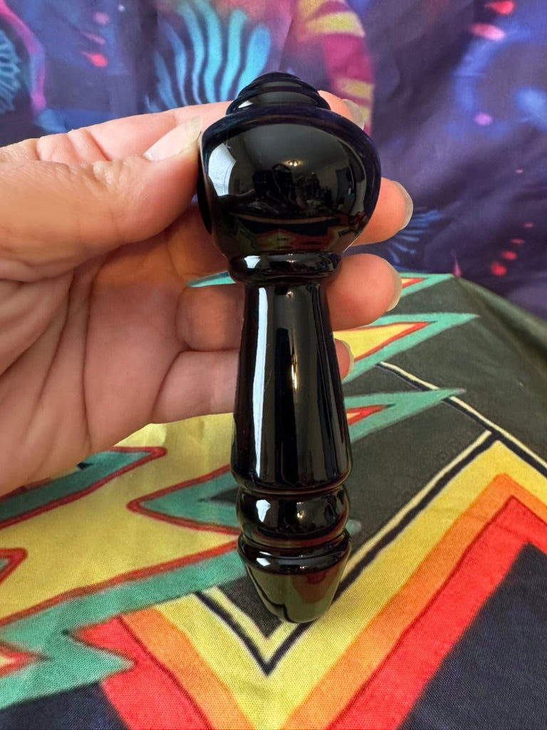 Phoenix Star Black Glass Hand Pipe - Premium Spoon Pipe
